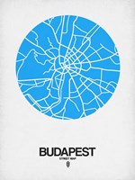 Budapest Street Map Blue Fine Art Print