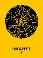 Budapest Street Map Yellow Fine Art Print