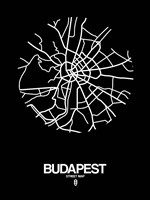 Budapest Street Map Black Fine Art Print