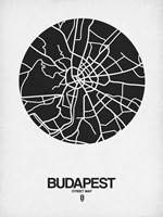 Budapest Street Map Black on White Fine Art Print