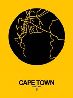 Cape Town Street Map Yellow Fine Art Print