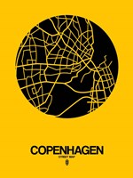 Copenhagen Street Map Yellow Fine Art Print
