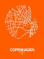 Copenhagen Street Map Orange Fine Art Print