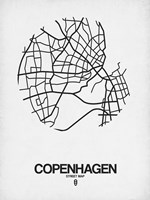 Copenhagen Street Map White Fine Art Print