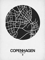 Copenhagen Street Map Black on White Fine Art Print
