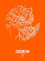 Geneva Street Map Orange Fine Art Print