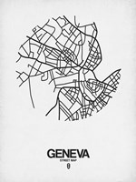 Geneva Street Map White Fine Art Print