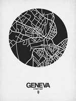 Geneva Street Map Black on White Fine Art Print