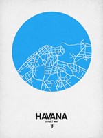 Havana Street Map Blue Fine Art Print