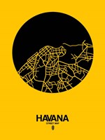 Havana Street Map Yellow Fine Art Print