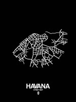 Havana Street Map Black Fine Art Print