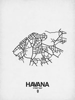 Havana Street Map White Fine Art Print