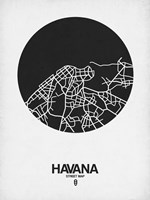 Havana Street Map Black on White Fine Art Print