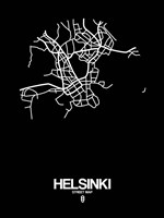 Helsinki Street Map Black Fine Art Print