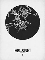 Helsinki Street Map Black on White Fine Art Print