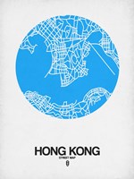 Hong Kong Street Map Blue Fine Art Print