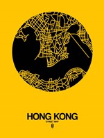 Hong Kong Street Map Yellow Fine Art Print