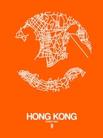 Hong Kong Street Map Orange Fine Art Print