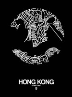 Hong Kong Street Map Black Fine Art Print