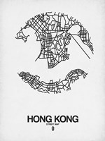 Hong Kong Street Map White Fine Art Print