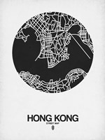 Hong Kong Street Map Black on White Fine Art Print
