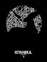 Istanbul Street Map Black Fine Art Print