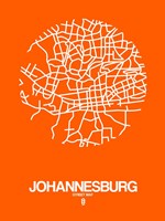 Johannesburg Street Map Orange Fine Art Print