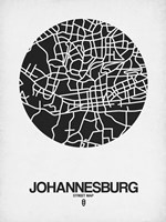 Johannesburg Street Map Black on White Fine Art Print