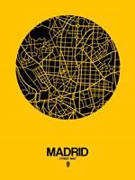 Madrid Street Map Yellow Fine Art Print