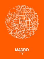 Madrid Street Map Orange Fine Art Print