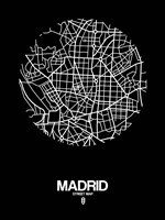 Madrid Street Map Black Fine Art Print
