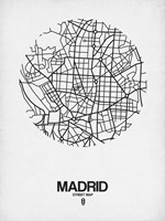 Madrid Street Map White Fine Art Print