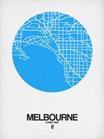 Melbourne Street Map Blue Fine Art Print