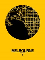 Melbourne Street Map Yellow Fine Art Print