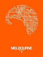 Melbourne Street Map Orange Fine Art Print