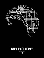 Melbourne Street Map Black Fine Art Print