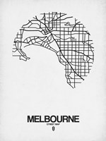 Melbourne Street Map White Fine Art Print
