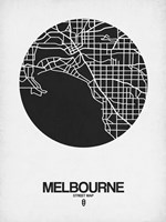 Melbourne Street Map Black on White Fine Art Print