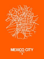 Mexico City Street Map Orange Fine Art Print