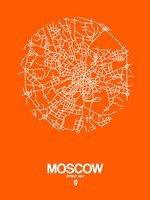 Moscow Street Map Orange Fine Art Print