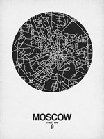 Moscow Street Map Black on White Fine Art Print