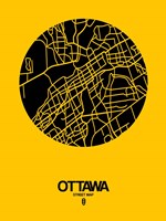 Ottawa Street Map Yellow Fine Art Print
