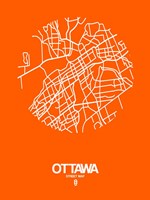 Ottawa Street Map Orange Fine Art Print