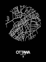 Ottawa Street Map Black Fine Art Print