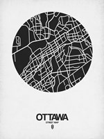 Ottawa Street Map Black on White Fine Art Print
