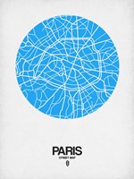 Paris Street Map Blue Fine Art Print