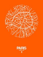 Paris Street Map Orange Fine Art Print