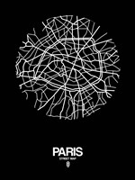 Paris Street Map Black Fine Art Print