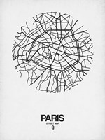 Paris Street Map White Fine Art Print