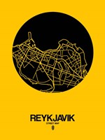 Reykjavik Street Map Yellow Fine Art Print
